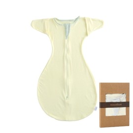 momobloom Baby Sleep Swaddle, 0-9 Months, Newborn Essentials, with 2-Way Zipper, Arms Out, Sleep Sack for Boys and Girls (Honey Cream, Medium(3-6m))