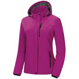 Pursky Waterproof Jacket Women Windbreaker Women's Jackets For Rain Ladies Softshell Full Zip Windbreaker With Hood Purple S