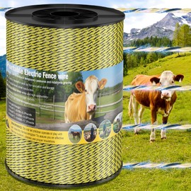 Electric Fence Wire 3366FT, 1026M with 9 Stainless Steel Stands，Electric Fencing Wire Rope Kit for Livestock, Garden, Squirrels, Reliable Conductivity and Rust Resistance