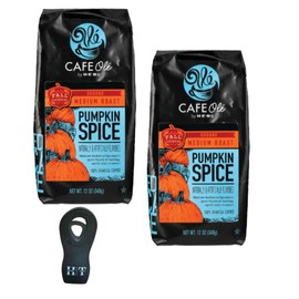 CAFE Olé by H‑E‑B Medium Roast Pumpkin Spice Ground Coffee (2Pack) bundle With 1HappyTasty Magnetic Bag Clip Food Color May Vary