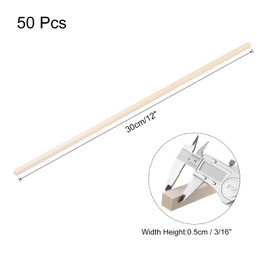 sourcing map 50pcs Wood Sticks, 3/16"x 3/16"x 12" Rectangle Wooden Cube Wood Square Dowel Rods for DIY Arts Decoration, Crafts Whittling, Hand Carved