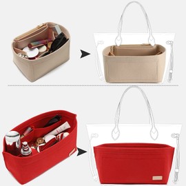 KESOIL Purse Organizer Insert for Handbags & Base Shaper, Felt Bag Organizer for LePliage L Tote, with 2 Sizes, Compatible with Neverfull Speedy and More(PM, Felt-Red