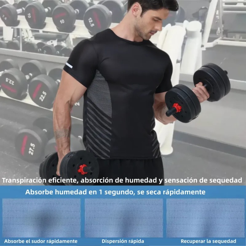 playera deportivas hombre - 2pzs Playeras Hombre Deportivas Secado Rápido