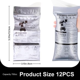 Mewtush 12 PCS Einweg-Urinbeutel für Unterwegs, Urinbeutel für Unterwegs, 700 ml Mobile Notfall-Toilettenbeutel für Camping, Auto, Reisen, Geruchsdichter Urinbeutel für Frauen, Männer & Kinder