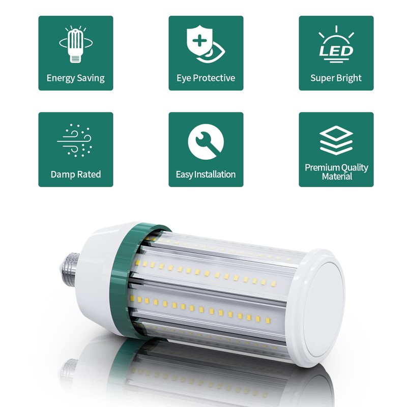 Pinegreen Lighting 5000LM LED Corn Light Bulb, Energy Efficient 38W