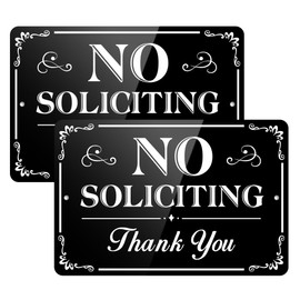No Soliciting Sign for Front Door, (2 Pack) Self-adhesive No Soliciting Sign for House, 9 x 6 inches Aluminum Metal Signs for Yard (Style: Thank You)