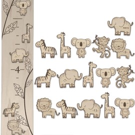 3D Wooden Growth Ruler Markers for Kids Height Measurement, Safari Shapes for Boys Nursery.
