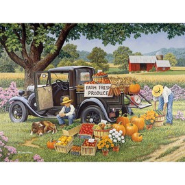 Bits and Pieces – Large 300 Piece Jigsaw Puzzle for Adults – Fall on The Farm’ – by Artist John Sloane, Completed Puzzle Size: 18" x 24"