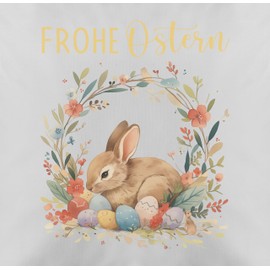 Shirtracer Kissen 50x50 - Osterkissen - Frohe Ostern Niedlicher Osterhase Osterüberraschung Ostern Mitbringsel Ostern Mini Geschenke - 50 x 50 cm - Grau - Oster ostergeschenke osterartikel ostermotiv