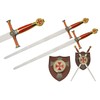 SZCO 29.5" Double Templar Knight Sword Set with Wall Plaque