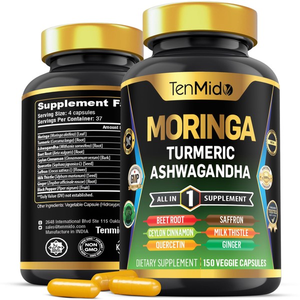 Tenmido Moringa Oleifera Supplement for Men and Women, 10in1 Formula