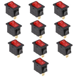 Smgda 10pcs Rocker Switch, 3 Pin 2 Pole 6A/250V 10A/125V KCD1-302 High Temperature Resistant Waterproof Home DIY Industrial Auto Boat Refrigerator Appliance Rocker Switch