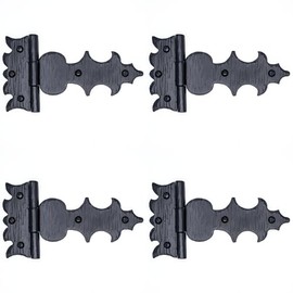 4 Pack 7.5 Inch Black Wrought Iron Hinges - Hand Forged Wrought Iron Door Hinges – Rustic Iron Hinges for Farmhouse Shutters, Chests, Barn Doors, Shutter and Gates – The Castile Series