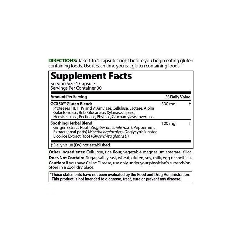 Healthy Natural Systems Gluten Cutter Digestives Enzyme Formula 30 Caps