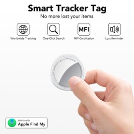 2025 New [Apple MFi Certified] (iOS Only) Air Tracker Tags-4 Pack, Bluetooth Tracker for Apple Find My, Replaceable Battery, Key Finder and Item Locator Smart Tag for Keys, Bags, Luggage, Pet (White)