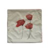Cream Red Cushion Cover Poppies - 22" x 22"