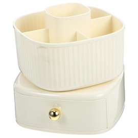 NOLITOY Desk Makeup Organizer, Rotating Brush Holder Vanity Storage Cosmetic Display Case for Bathroom Bedroom Dresser