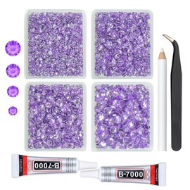qiipii Amethyst Purple Crystal Resin Rhinestones w B7000 Jewelry Glue for Bedazzling Crafting 3mm 4mm 5mm 6mm Flatback Stones Diamonds Gems Charms for Nails Face Makeup Tumblers Bottles Crafts Clothes