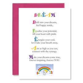 Clarabelle Cards - Dream - Supportive | Proud of You | Inspirational | Motivational Thinking of You Encouragement Poem Verse Greetings Card sold by Card Candy