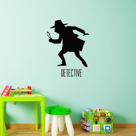 Vinyl Wall Decal Spy Detector Detective Silhouette Magnifier Stickers Mural Large Decor (g8474) Black