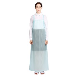 웰프런 우레탄 방수앞치마 스트라이프 대, 반투명 스카이블루, 1개 Welfrun Urethane Waterproof Apron Stripe Large, Translucent Sky Blue, 1 Piece