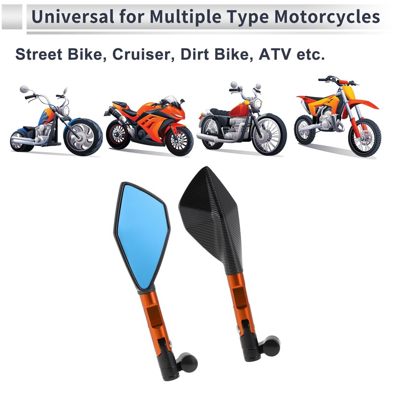 RATCHROLL 1 Set Universal Motorcycle Rear View Mirrors Adjustable Bar