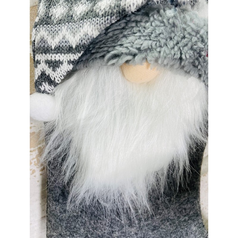 MeraVic Gnome Stocking Grey and White Set of 2