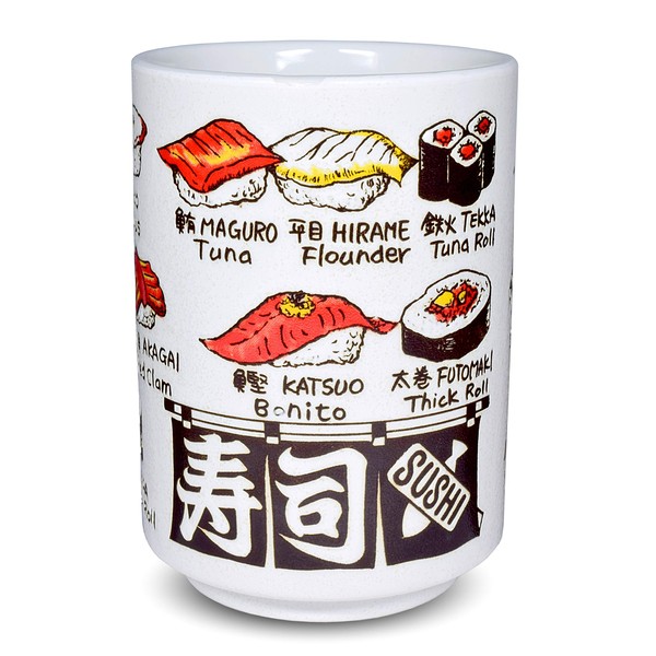 Japanese Yunomi Sushi Tea Cup Mino Ware, Sushi Print