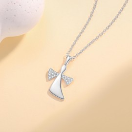 Jrêveinfini Guardian Angel Necklace Women Girls 925 Silver with Pendant Communion Gift Jewellery Christening for Girls Women Adjustable 40 + 5 cm, Sterling Silver Cubic Zirconia, Cubic Zirconia