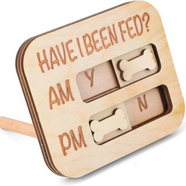 KTGUK Magnetic Pet Feeding Reminder,Wooden Have I Been Fed Pet Feeding Tracker,Wooden Feeding & Watering Supplies for Dogs with Yes No Option,for Dog Cat Puppy Kitten Pets Feeding Accessory