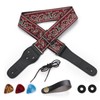 DAVBNM Guitar Strap, Jacquard Embroidery Guitar Straps with Leather Ends