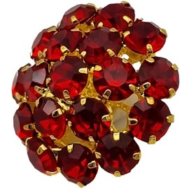 Goldgöre 5 Elegant Metal Buttons Red Gold with Rhinestones with Eyelet for Sewing 26 mm