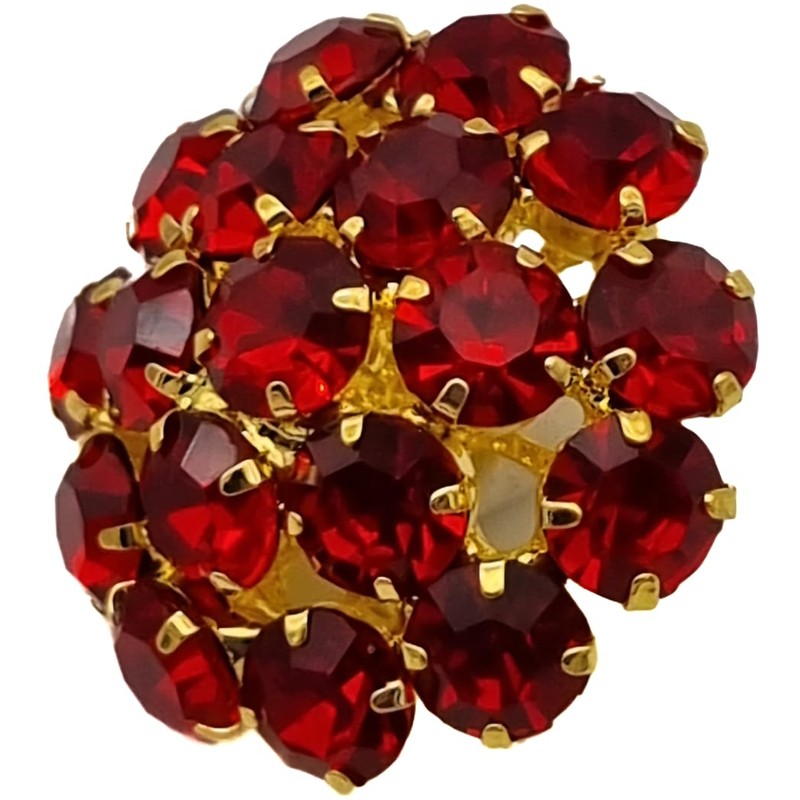 Goldgöre 5 Elegant Metal Buttons Red Gold with Rhinestones with