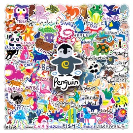 ASTORI 100 Pcs Cute Colorful Animal Stickers for Kids, Vinyl Waterproof Stickers Pack for Water Bottle, Phone, Laptop, Stationery, Classroom Reward, Gift for Kids, Teens, Students