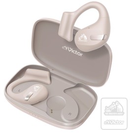 JVCKENWOOD Victor HA-NP50T-CA Wireless Earphones, Bluetooth, Open Ear, No Bunching, Multi-Point, Ear-hook, Up to 38 Hours of Playback, Microphone Included, Beige, Sticker Included