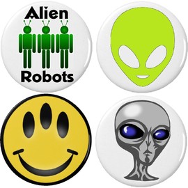 Set 4 Alien Themed 2.25" Bottle Openers w/Keyring Extraterrestrial UFO Martians Space
