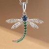 Women's Sterling Silver Dragonfly Necklace, Statement Enamel Rhinestone Blue Dragonfly