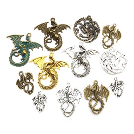 YFXJC 30Pieces Craft Supplies Mixed Flying Dragon Charms Pendants Beads Charms Pendants for DIY Jewelry Making Necklace Bracelet Accessaries