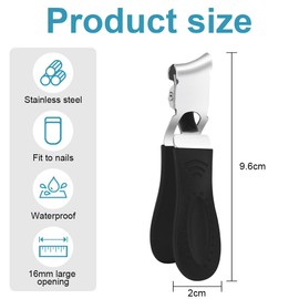 LOPHE 1PCS Slanted Nail Clippers, 2025 New Thick Toenail Angled Nail Clippers, Wide Mouth Splash Proof Arc Shape Suitable for Thick Nails, Fingernails and Toenails, Suitable for Men and Women(Black)