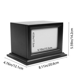 LumiLoom Pet Memorial Urn, Wooden Cremation Urn with Photo Frame, Pet Ashes Keepsake Memory Box, 8.11 x 4.76 x 5.59 Inch Pet Loss Funeral Urn for Dog Cat Small Animals Sympathy Remembrance Gift Black