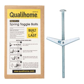 QUALIHOME Spring Toggle Bolt Anchors - Heavy Duty Wall Anchors for Hanging Items w/Hollow Walls & More - Stainless Steel Hollow Wall Anchor for Frames, Shelves, Mirrors & More, 20 Pack (1/8" x 3")