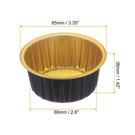 QUARKZMAN Black & Gold Cupcake Wrappers, Pack of 25 Aluminium Foil 5oz Standard Cupcake Cases Dessert Disposable Cupcake Baking Cases for Birthday Party Supplies Wedding Decorations