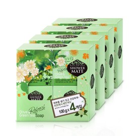 Shower Mate Olive & Green Tea Face Wash Soap, 100g, 16 pieces / 샤워메이트 올리브 & 그린티 세안 비누, 100g, 16개입