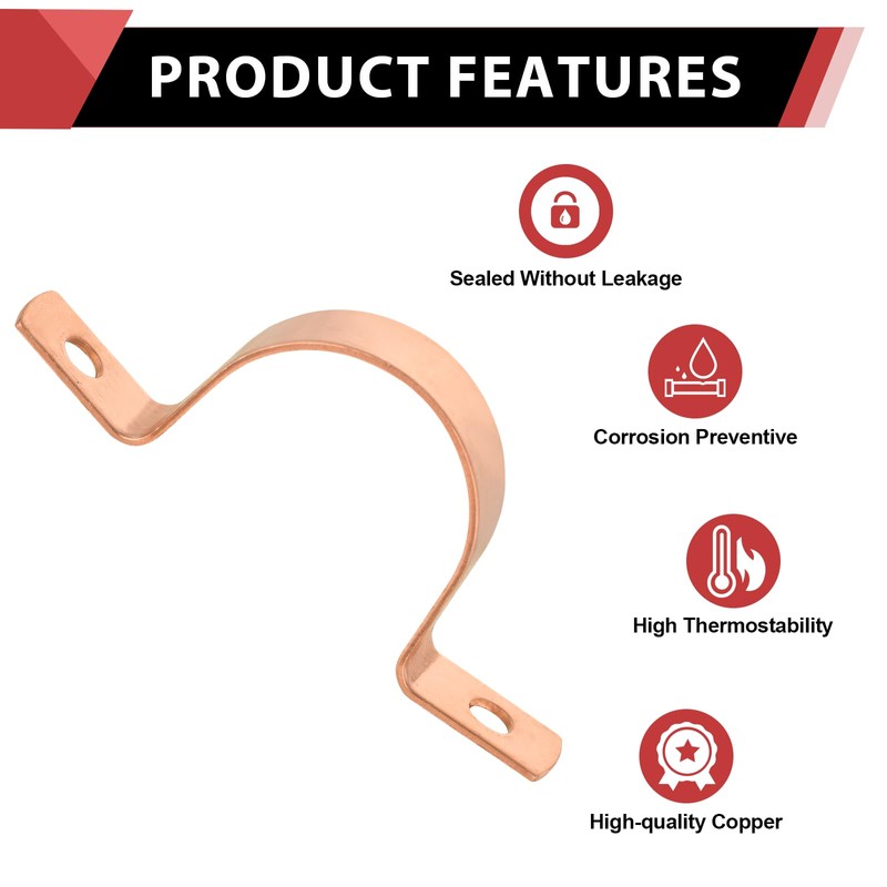 10-Pack EFIELD 1-Inch Copper Pipe Straps, Two-Hole Clamp Mount, Copper