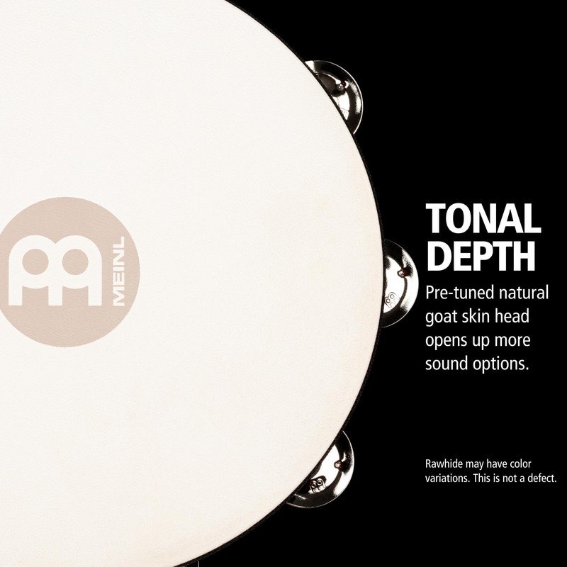 Meinl TAH1AB Headed Wood Tambourines with Steel Jingles, Brown, 2.0