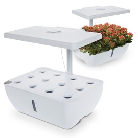 Smart 12 Pod Herb Garden Planter Indoor Kit for Growing Basil, Mint, Thyme & More - Self Watering Indoor Garden Hydroponics Growing System w/ Health Tracker - Low Maintenance Home Gardening Gifts