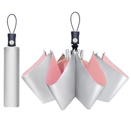 CUBY Sun UV Umbrella Folding Travel Compact Umbrella Reinforced Windproof Strong Frame Waterproof UV Proof Slip-Proof Handle Small Folding Backpack Easy Carry for Sunny Rainy