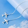 Rockyu Women's 925 Silver Earrings, Airplane Motif, Long Chain Earrings,