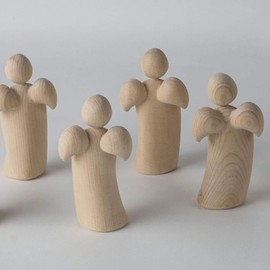 4betterdays.com Classic Guardian Angel Made of Pine Wood - Crafts from South Tyrol / Smells of Pine / Height 9 cm / Angel Figure, Christening Gifts, Pine Wood Angel, Guardian Angel Made of Wood