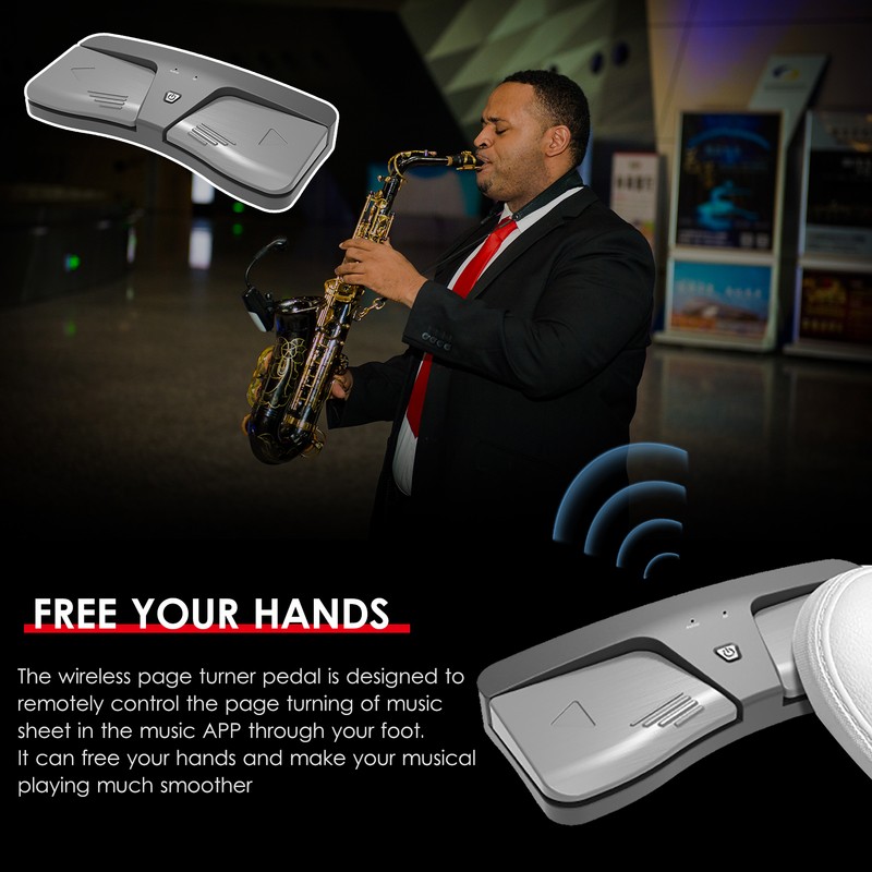 Intelligent Wireless BT Page Turner Pedal Compatible with iOS and